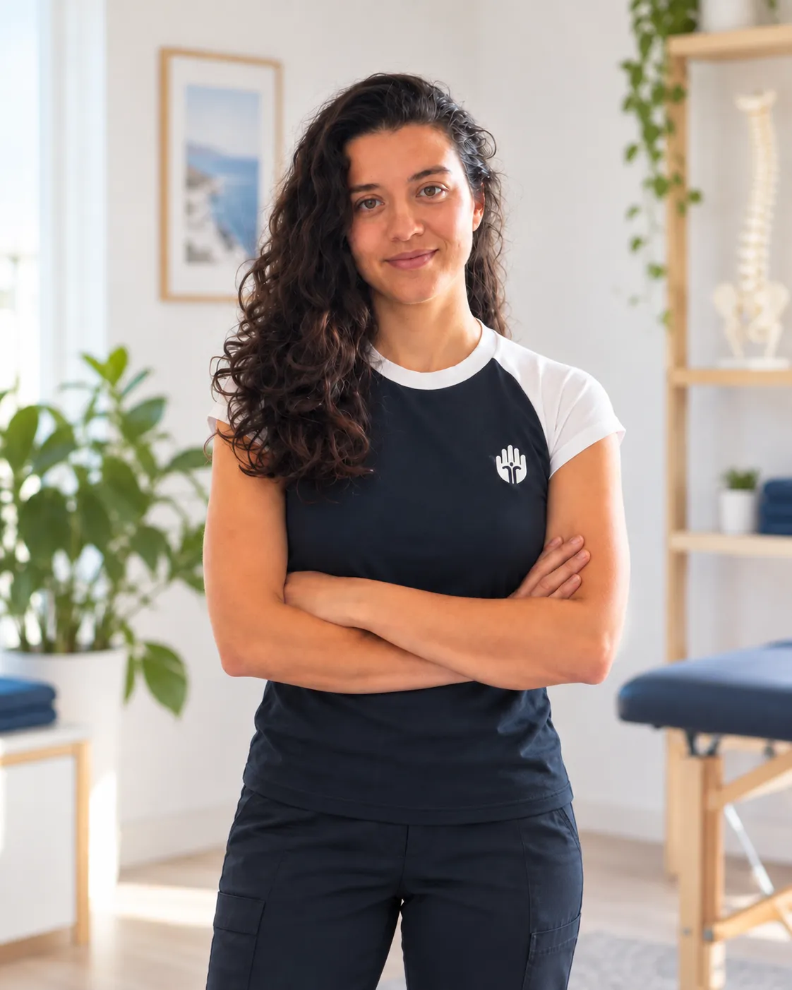 Mafalda Lopes, fisioterapeuta, num espaço de tratamento luminoso